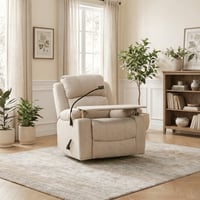 كرسي استرخاء هزاز دوار بطاولة وحامل جوال بيج