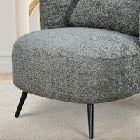 كرسي مفرد فخم مودرن قماش بظهر جلد رمادي غامق