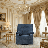 كرسي استرخاء فخم هزاز دوار مع حامل جوال أزرق