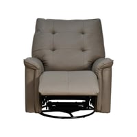 كرسي استرخاء فخم هزار دوار جلد بتصميم عصري بني