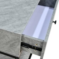 مدخل أستقبال خشبي 2 دور بهيكل معدني رمادي