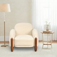 كرسي مفرد فخم قماش بهيكل خشبي مودرن بيج