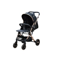 عربة أطفال قابلة للطي قماش بهيكل معدني أسود