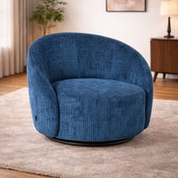 كرسي فخم دوار مخمل أزرق