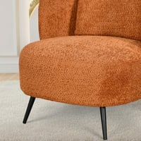 كرسي مفرد فخم مودرن قماش بظهر جلد برتقالي