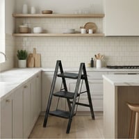 سلم معدني 3 درجات عملي أسود 80×40 سم