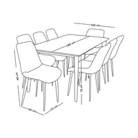 طاولة طعام خشب مع ارجل معدنية 8 كرسي