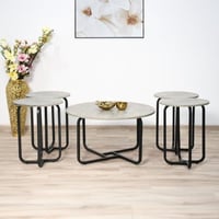 طقم طاولات خدمة 5 قطع من الخشب والمعدن