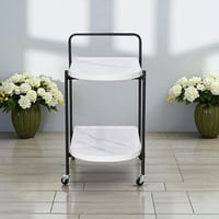 عربة تقديم عصرية من الخشب والمعدن ابيض