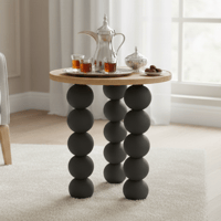 طاولة خدمة مودرن أسود وخشب – تصميم كروي فني يضيف ل...