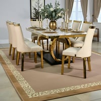 طاولة طعام رخام فاخرة 8 كراسي بقاعدة معدنية ذهبية