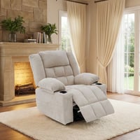 كرسي السعادة استرخاء فخم هزاز دوار قماشي مودرن بيج