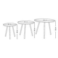 طقم طاولات خدمة من الخشب والمعدن 3 قطع