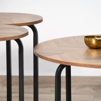 طقم طاولات خدمة 5 قطع من الخشب والمعدن