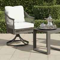 جلسة خارجية 2 مقعد دوار راتان وطاولة رمادي