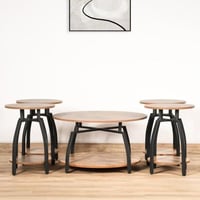 طقم طاولات خدمة 5 قطع من المعدن والخشب