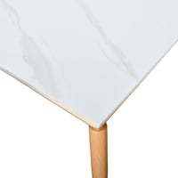 طاولة طعام رخام بأرجل معدنية 6 كراسي بيج