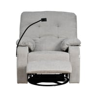 كرسي استرخاء فخم هزاز دوار بحامل جوال رمادي فاتح