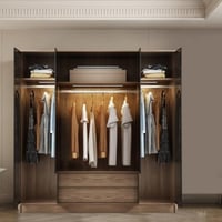 دولاب ملابس 4 باب زجاج مع إضاءة