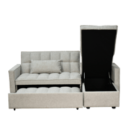 كنبة زاوية مودرن قماش قابلة للتحويل إلى سرير – بيج