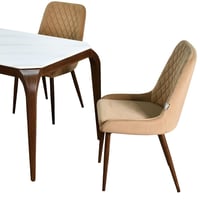 طاولة طعام رخام بأرجل معدنية 4 كراسي بيج