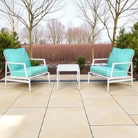 جلسة خارجية 2 مقعد معدني أبيض