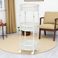 وحدة رفوف متحركة معدنية 3 أدوار أبيض