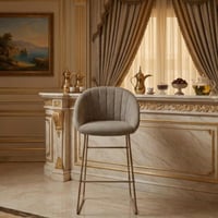 كرسي بار عصري قماش بقاعدة معدنية كافيه