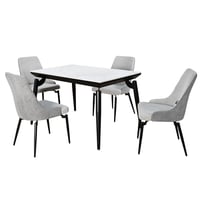 طاولة طعام رخام بأرجل معدنية 4 كراسي رمادي