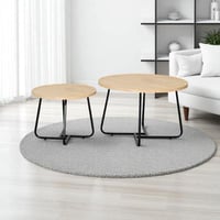 طقم طاولات خدمة 2 قطعة خشب وقاعدة معدنية