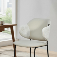 كرسي مفرد مودرن جلد بأرجل معدنية رمادي بيج