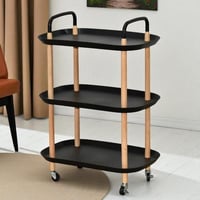 عربة تقديم متحركة 3 أدوار أسود