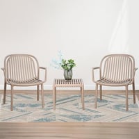 طقم كرسين وطاولة بلاستيك كاكي