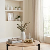 طقم طاولات خدمة 5 قطع خشبي بأرجل معدنية