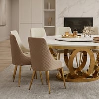 طاولة طعام فاخرة سطح رخام دوار 10 كراسي كافيه