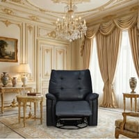 كرسي استرخاء فخم هزار دوار جلد بتصميم عصري أسود