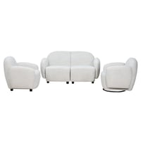 طقم كنب 2 مقعد فاخر مع كرسيين دوار وثابت أوف وايت