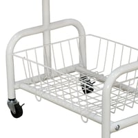 عربة تقديم سطح خشبي مع رف تخزين معدني