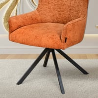 كرسي مفرد قماشي بقاعدة معدنية برتقالي