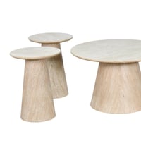 طقم طاولات خدمة 5 قطع خشبي بيج