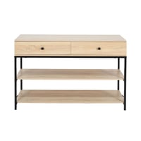 مدخل أستقبال خشبي مع 2 رف بهيكل معدني