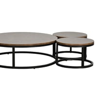 طقم طاولات خدمة دائرية 5 قطع خشبي بني