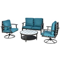 جلسة خارجية معدنية 4 مقاعد كراسي دوارة مع طاولة