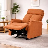 كرسي استرخاء هزاز فخم قماشي بهيكل معدني برتقالي