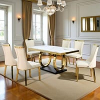 طاولة طعام رخام مع أرجل معدنية 6 كرسي