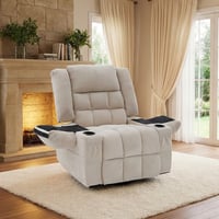 كرسي السعادة استرخاء فخم هزاز دوار قماشي مودرن بيج