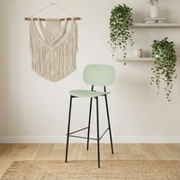 كرسي بار بلاسيتك بأرجل معدنية مينت جرين