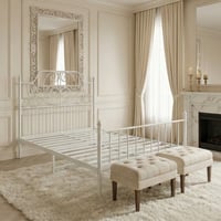 هيكل سرير معدني أبيض 200×140 سم