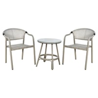 جلسة خارجية 2 مقعد و طاولة بسطح زجاجي