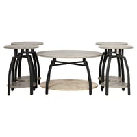 طقم طاولات خدمة 5 قطع من الخشب والمعدن